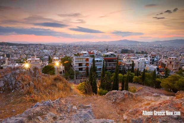 Athens Greece view from Strefi Hill