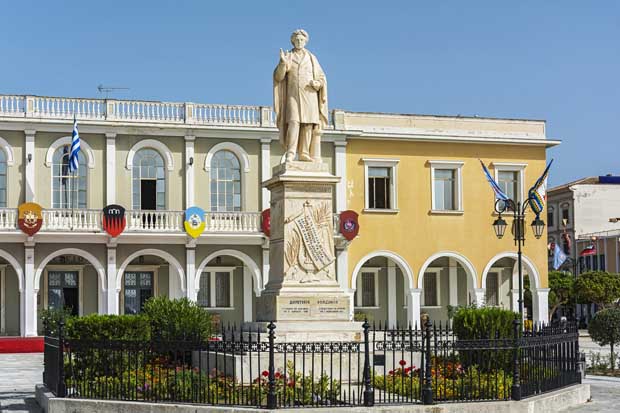 Zakynthos  Monument to the national poet Dionysius Solomos