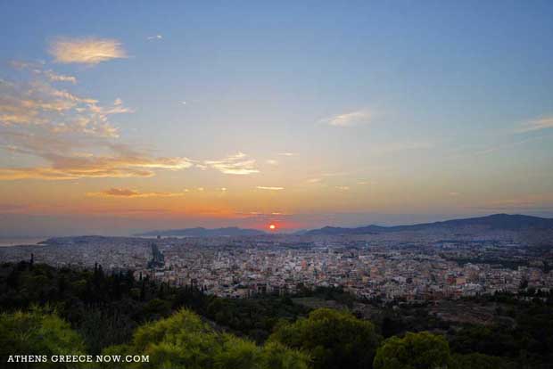 Sunset over Athens Greece