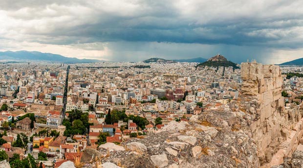 Athens Greece rainfall and Lycabettus