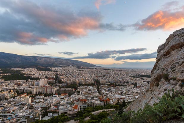 Athens Greece with Sunset