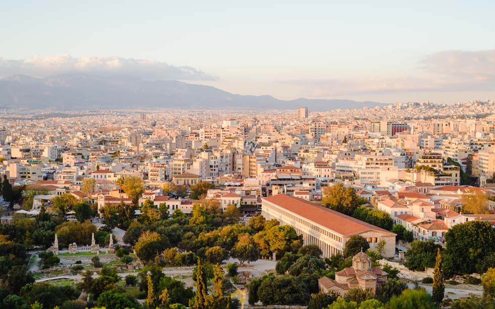Panorama view of Athens Greece