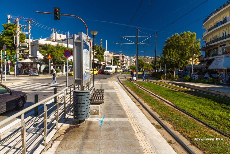 Glyfada Tram Stop in Athens Greece