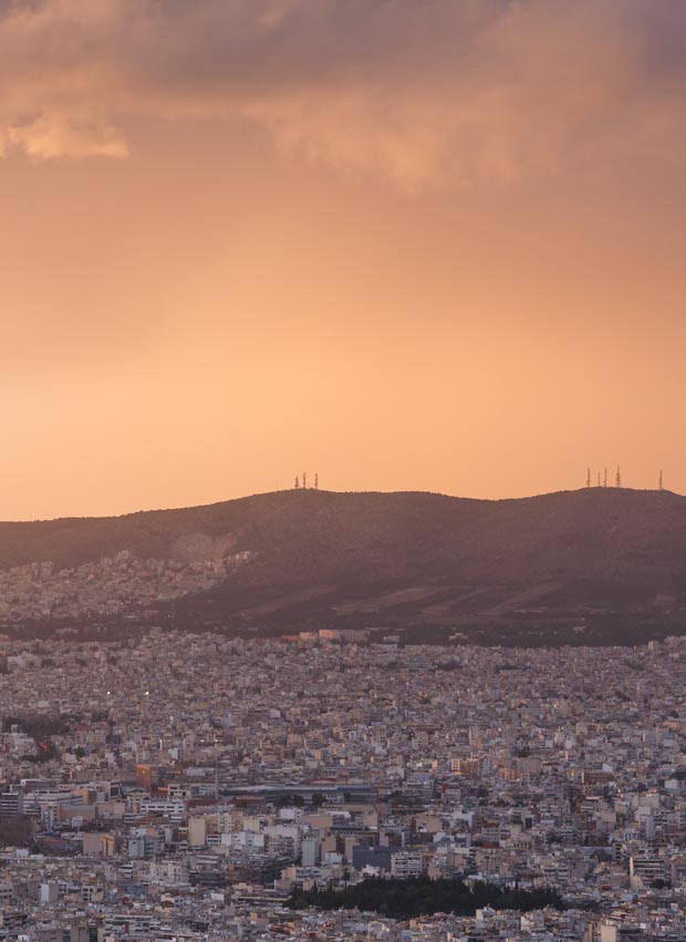 Evening DUsk evening in Athens Greece