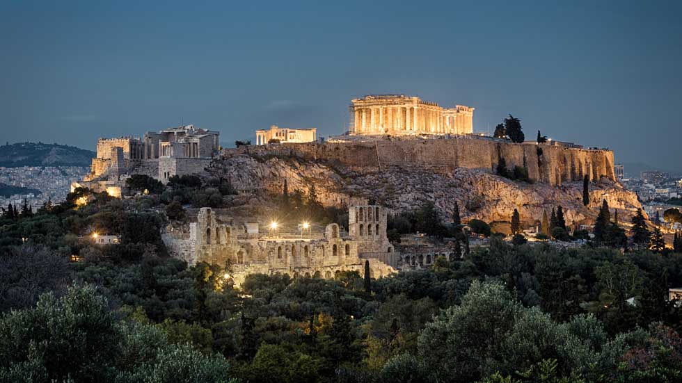 Night panoramic view of Acropolis, Athens, Greece