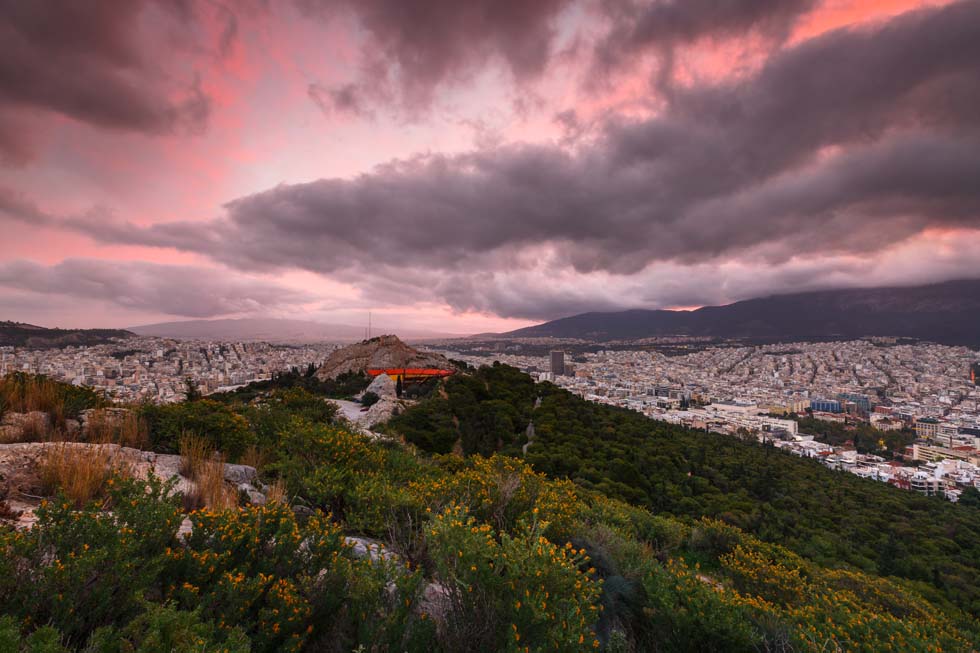 Morning sunlight over Athens