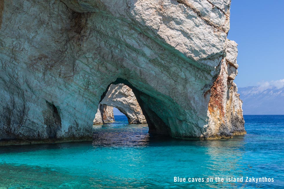 Blue caves on the island Zakynthos in Greece