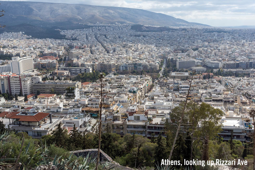 Rizari Ave in Athens Greece seen from Lycabettus Hill