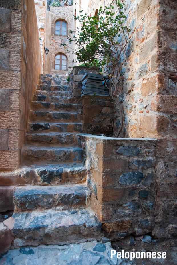 Rock stair steps in a village of the Peloponnese