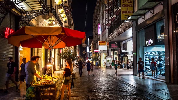 Street at Night Athens Greece