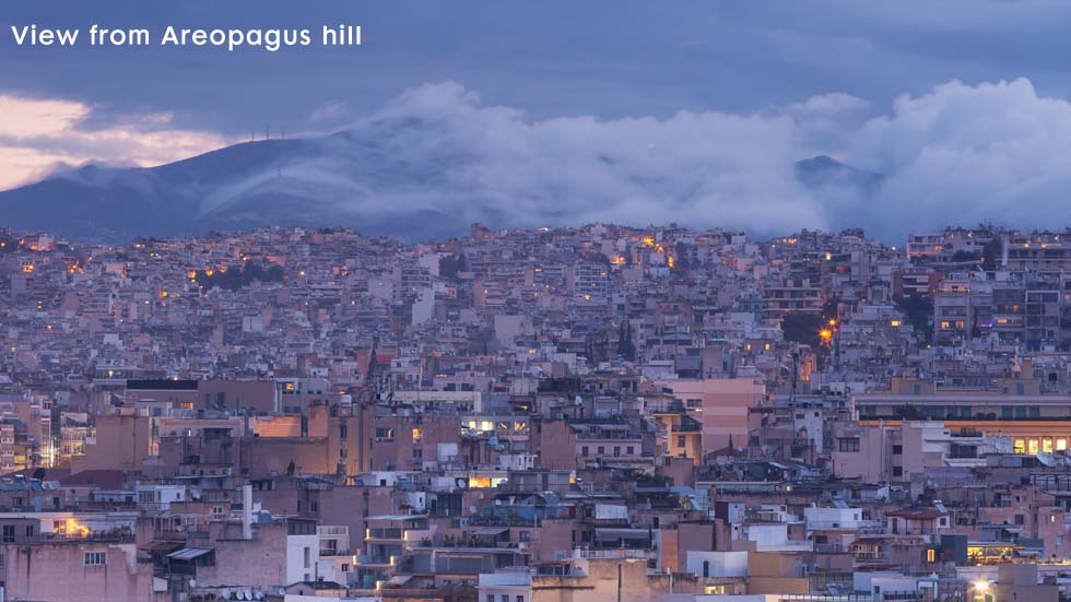 View from Areopagus Hill in Athens Greece