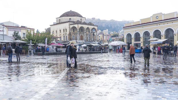 Wet weather at  Monastiraki