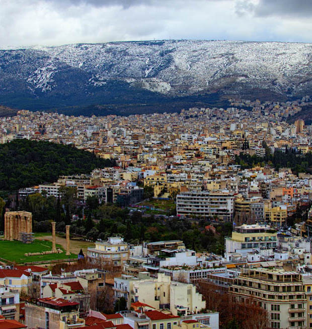 Ymittos Athens Greece Snow