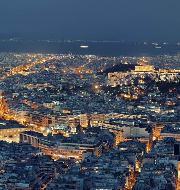 Athens Greece at Dusk from Lycabettus Mount