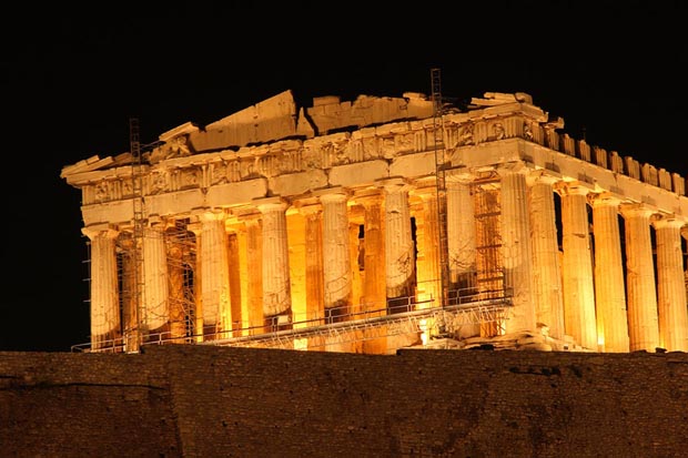 Parthenon hekatompedon at Night