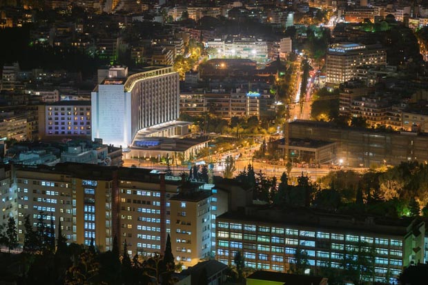 Athens Night Time with the Hilton