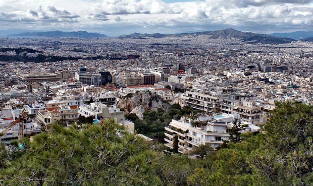 Athens Greece under clouds