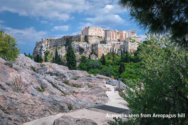 Acropolis as seen from Areopagus Hill in Athens Greece