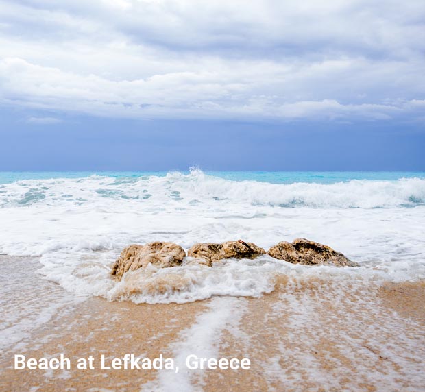 Sirf and sand on lefkada beach Greece
