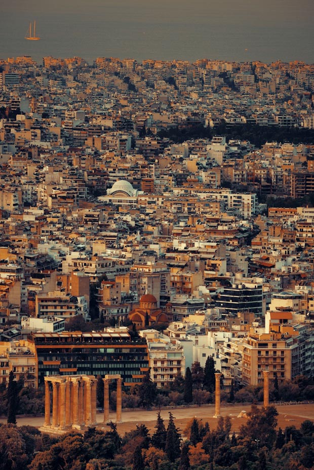 aerial view of Athens Greece