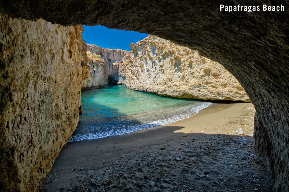 Rocky arch at Papafragas Beach Greece