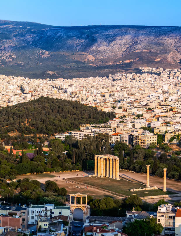 Athens Greece with Ymittos in background