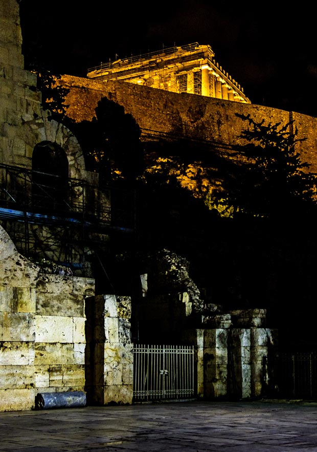 Acropolis at night - the Herodes Theatre