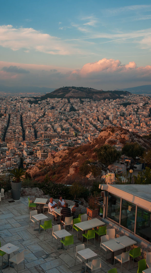 Looking at Lycabettus and Athens from Lycabettus