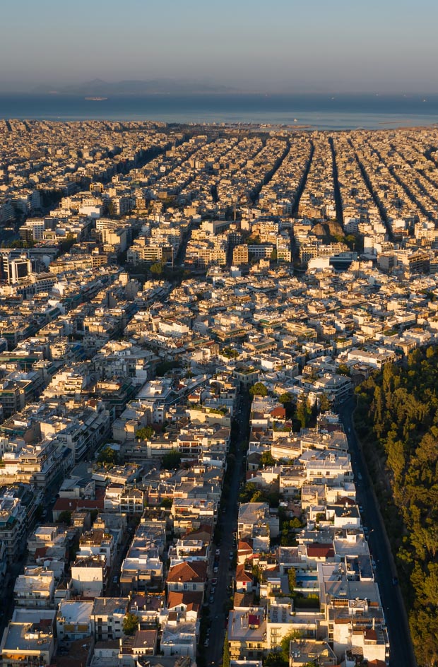 Athens Greece looking towards Saronic Gulf