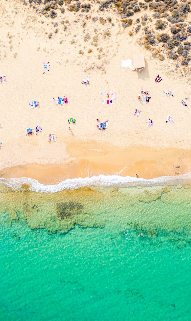 Aerial drone photo of beach in Greece