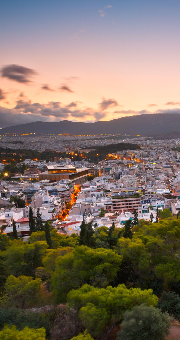 Dusky colors over Athens Greece