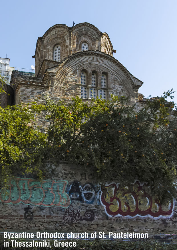 Byzantine Orthodox church of Saint Panteleimon in the center of city of Thessaloniki, Greece