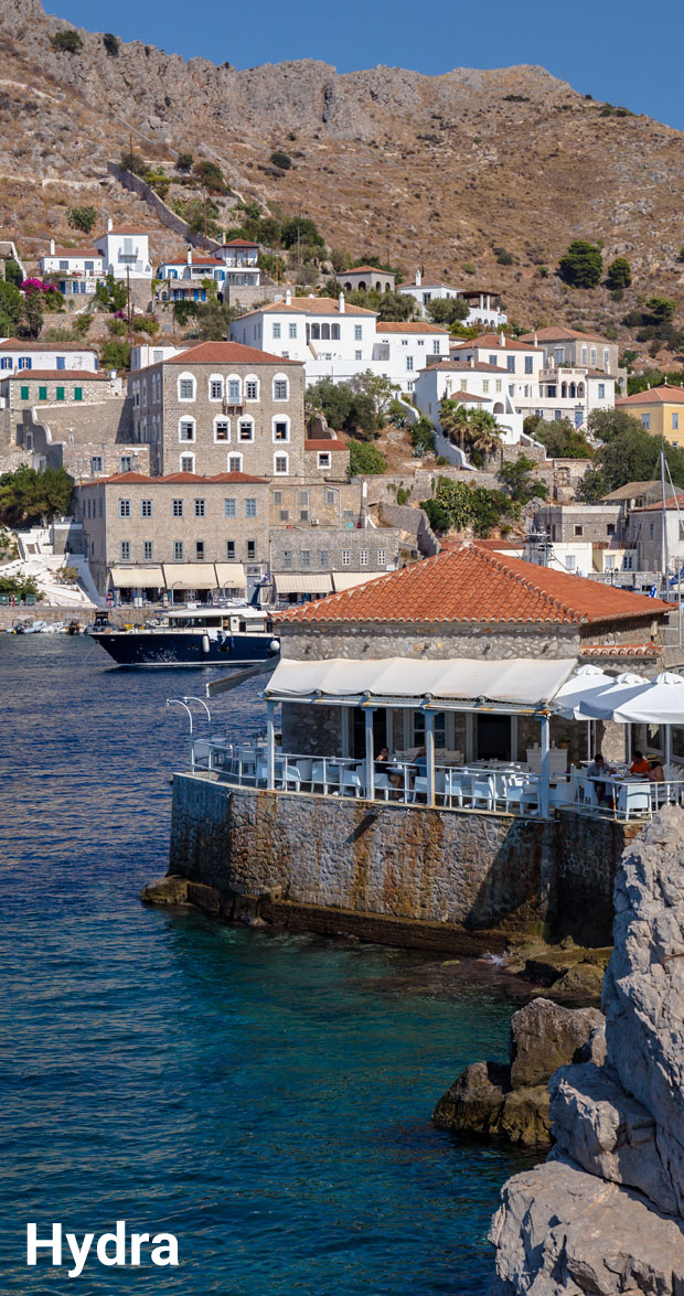 Waterfront on the island of Hydra Greece