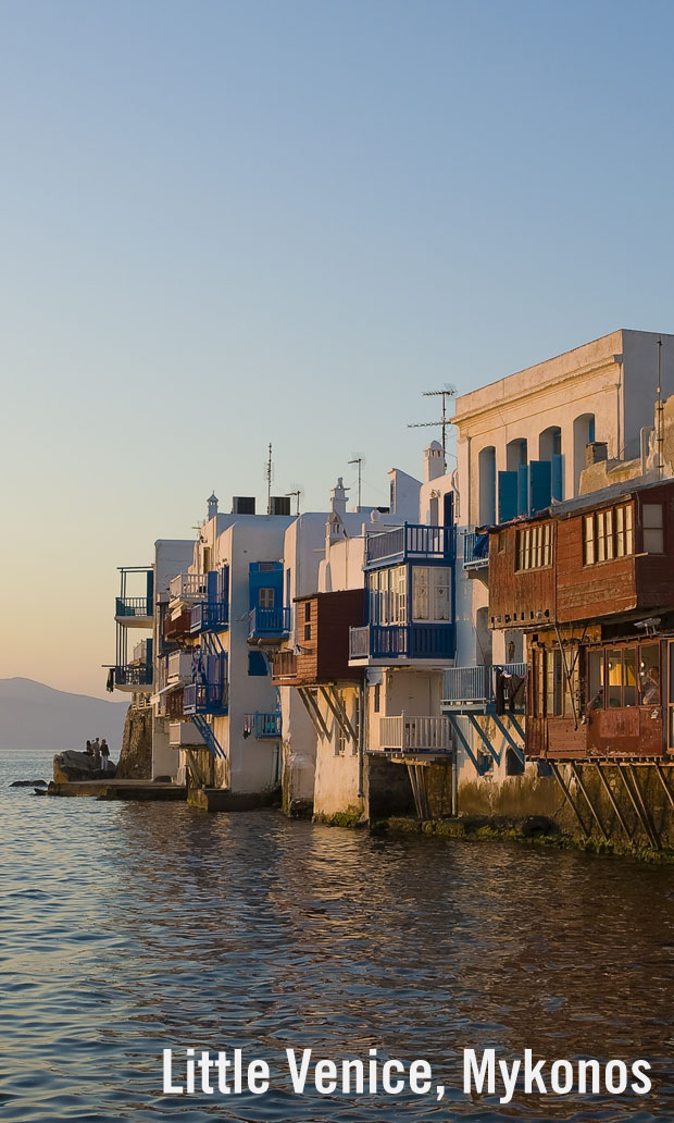 Little Venice waterfront on island Mykonos in Greece
