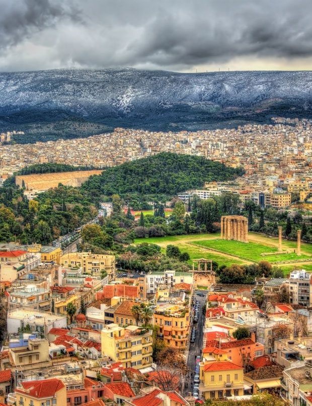 Athens Greece and Mountains
