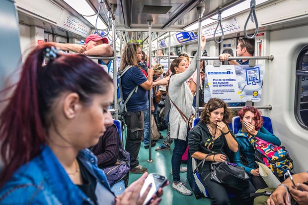 Athens Greece Subway people