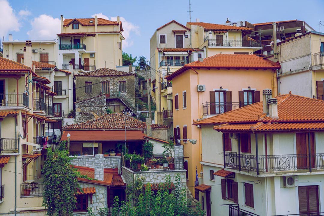 Old and New houses in Athens Greece