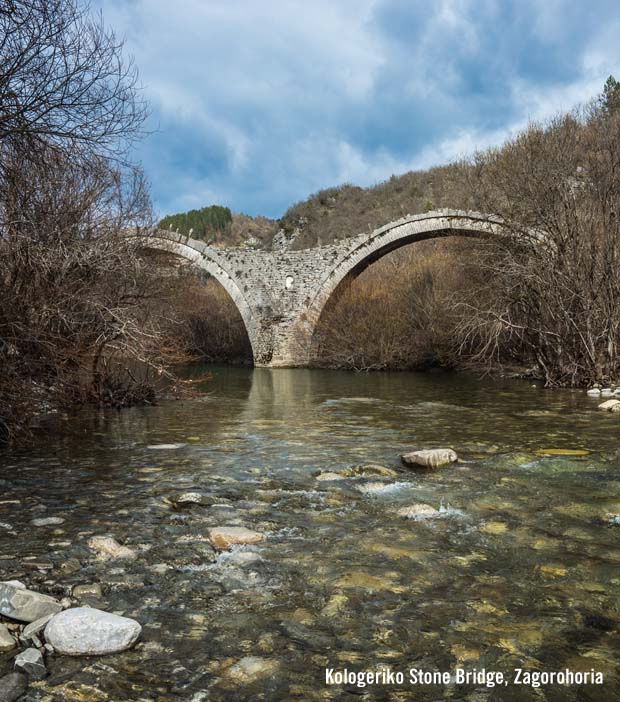 The stone bridge Kologeriko in Zagorohoria Greece