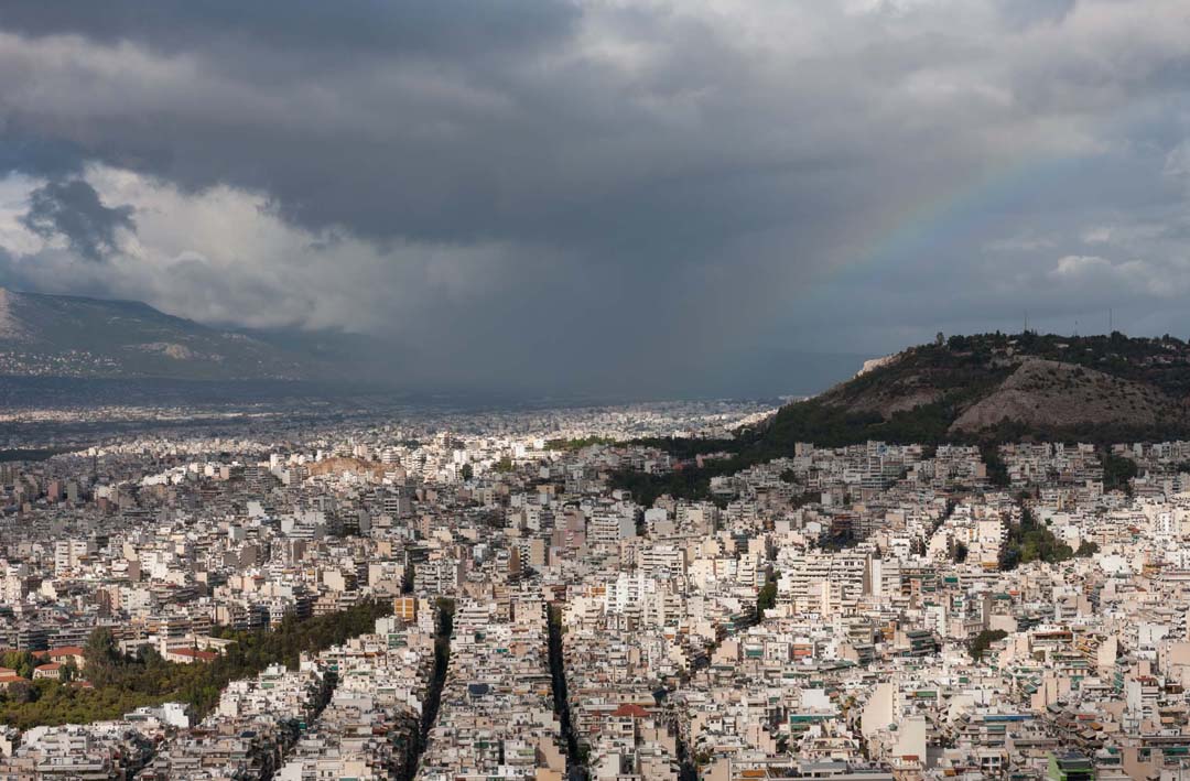 Rainfall rainbow over Athens