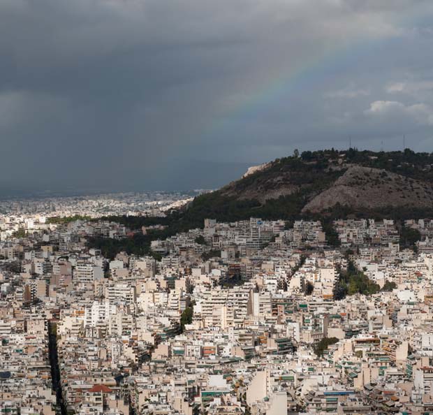 Rainfall rainbow over Athens