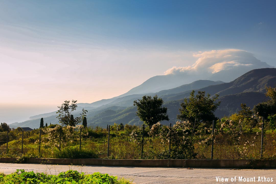 Mount Athos wreathed in clouds