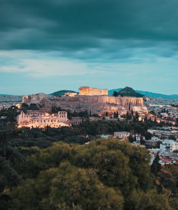 Acropolis and Parthenon evening colors