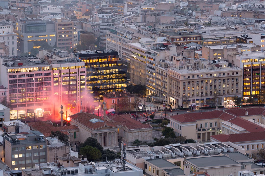 Dusk colors in Athens Business District