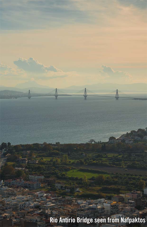 The Rio Antirio Bridge seen from Nafpaktos