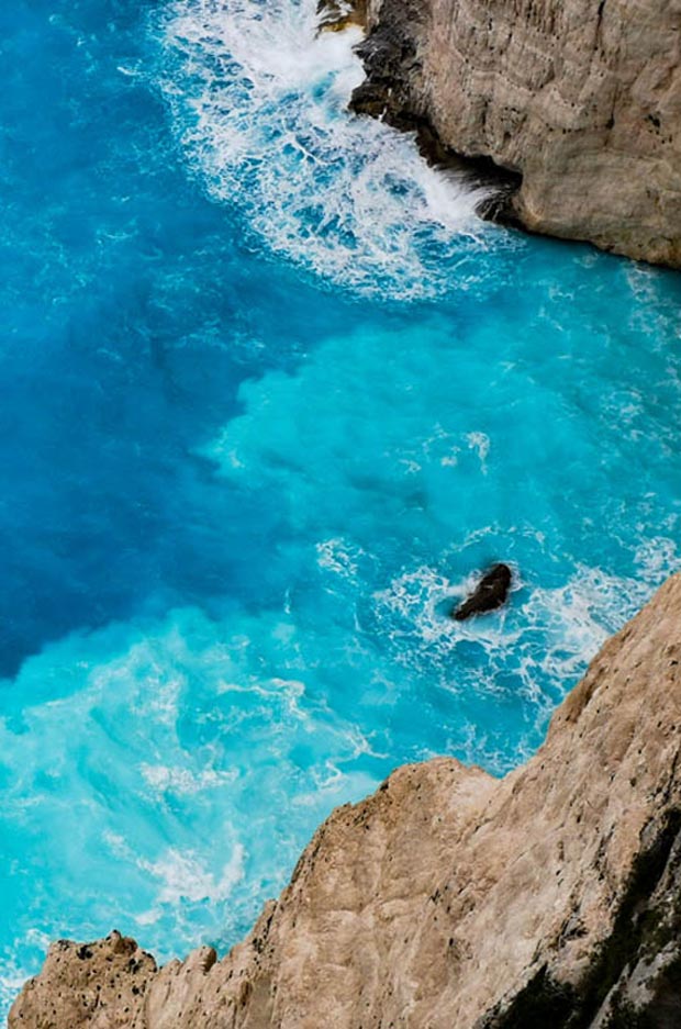 Zakynthos green aqua cyan colors on the coast