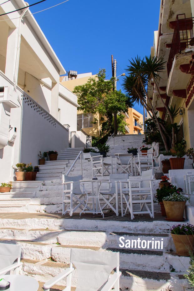 White steps on Santorini