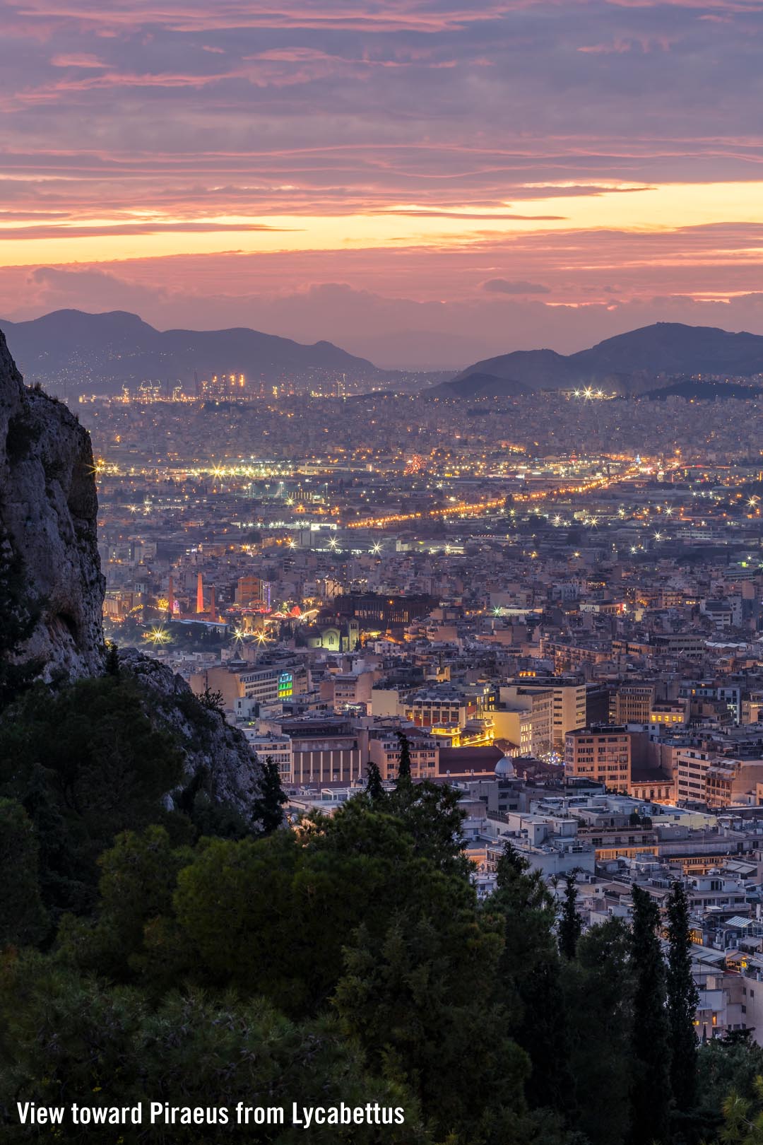 View toward Piraeus across Athens from Lycabettus Hill