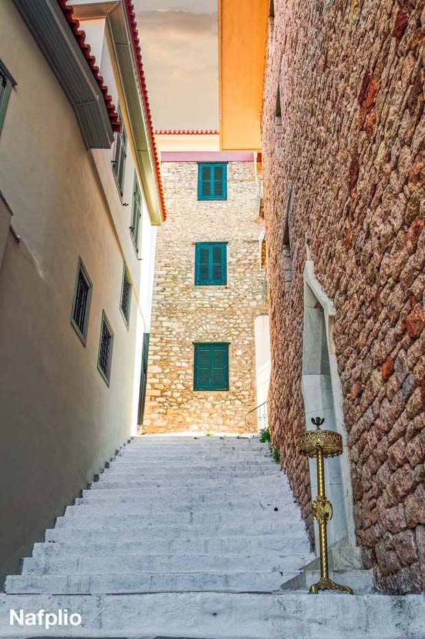 Click to enlarge - Nafplio Steps washed white Nafplio Steps washed white
