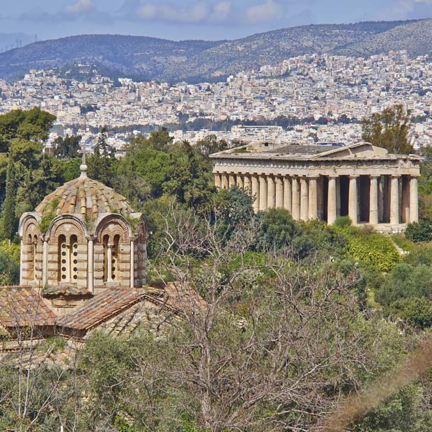Click to enlarge - the Theseion Temple and Holy Apostles Church in Athens Greece The Theseion Temple and Holy Apostles Church in Athens Greece