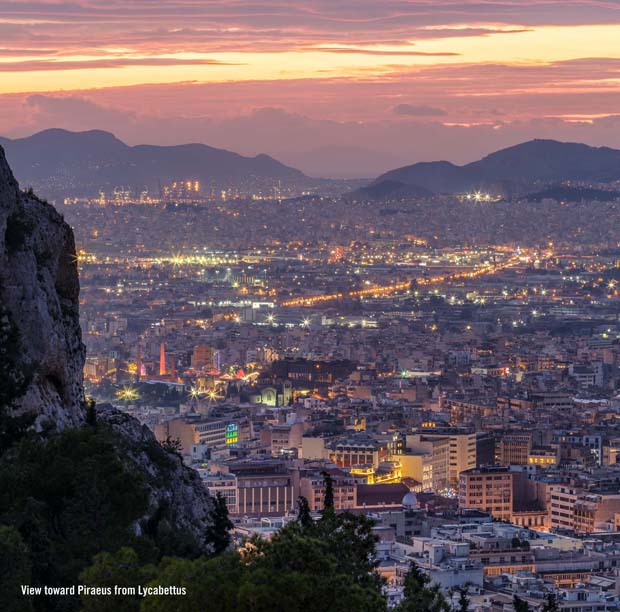 Lycabettus Hill view toward Piraeus